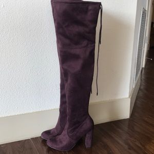 Deep Purple Suede Over the Knee Boots